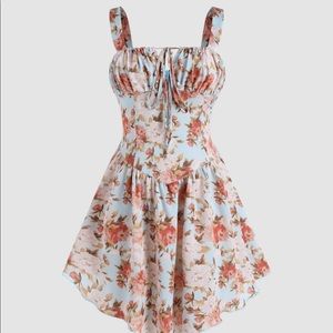 Floral Zip Up Corset Cami Dress, Sz. L, Worn Once!